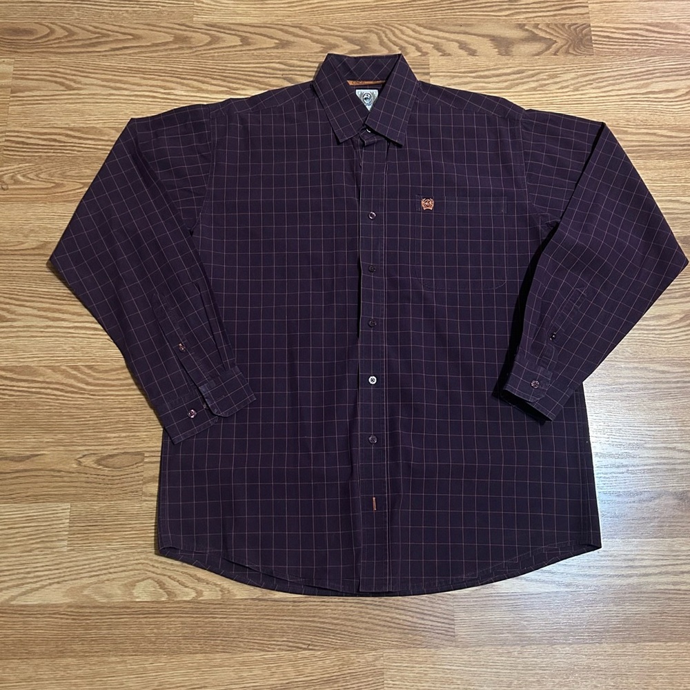 Cinch Men’s Burgundy Stripe Long Sleeve Button Down Sz Small